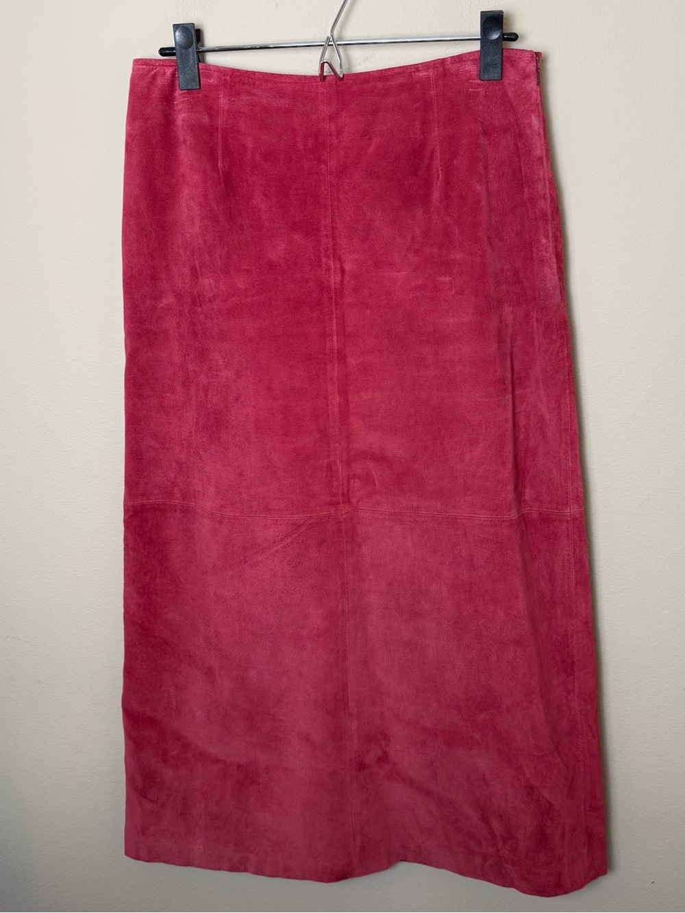 Vintage Y2K Suede Leather Midi Maxi Skirt Womens 8 Red Western Cowgirl Boho Fall